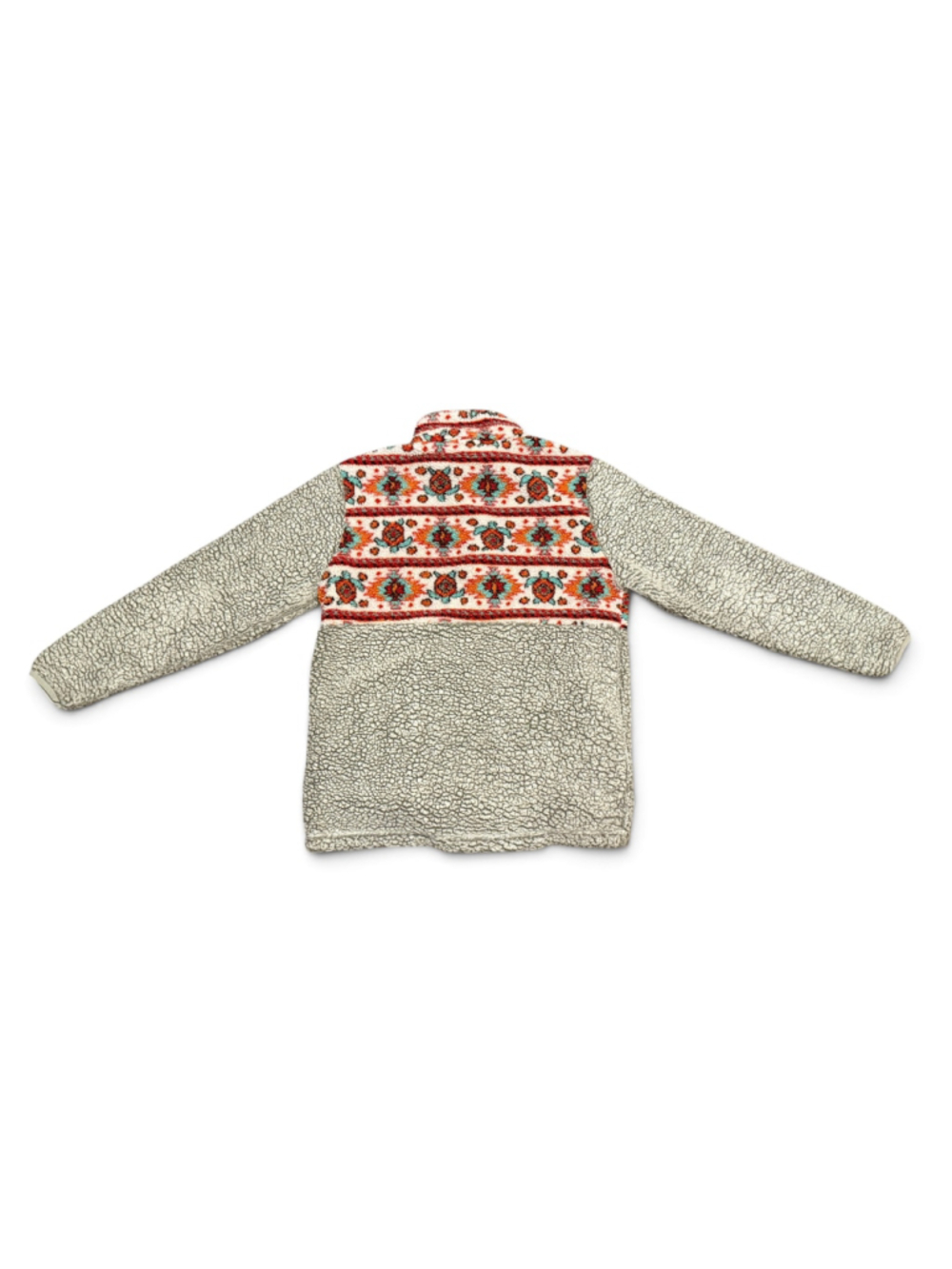 Simply Southern Women's Sherpa Fleece Pullover Aztec Southwestern 1/4 Zip Gray M - Picture 6 of 10